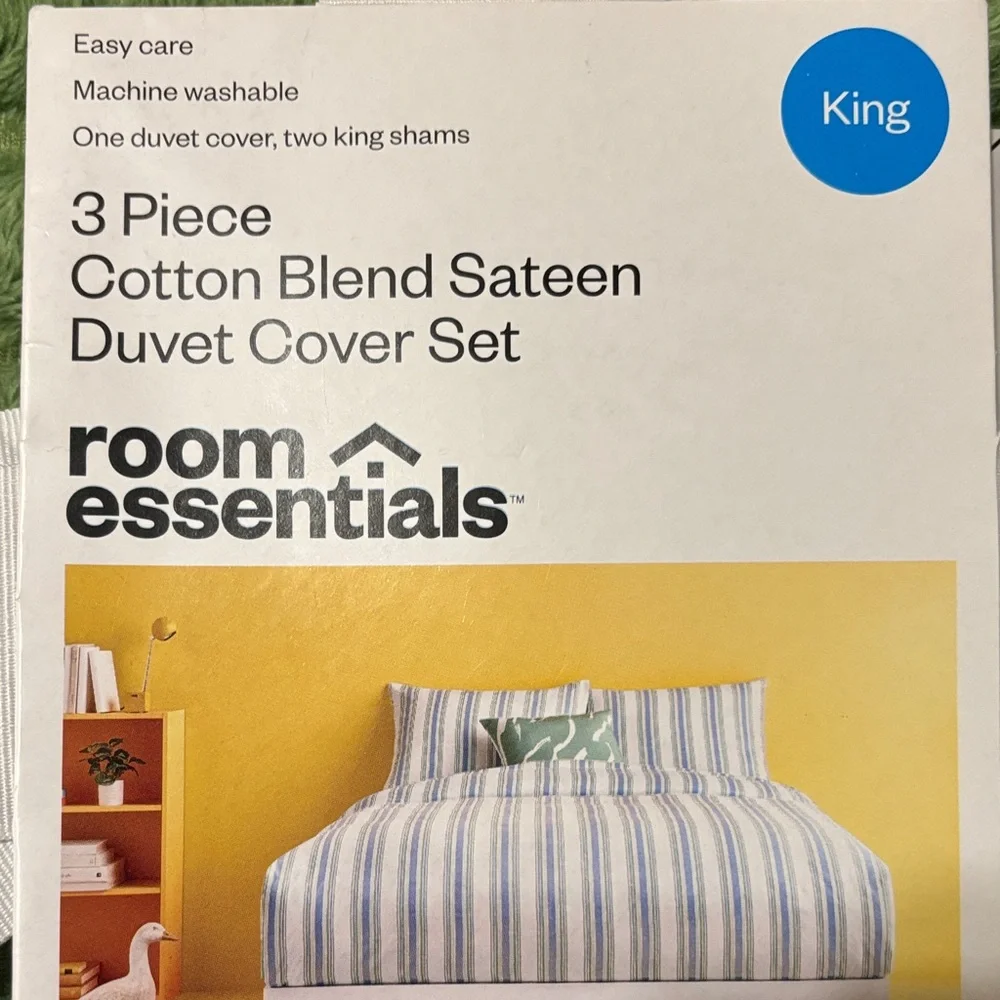 Room Essentials ONE PIECE Striped Cotton Blend Duvet Cover (shams NOT included)